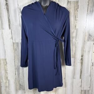 Halston Navy Wrap Dress XL | Long Sleeve | Stretch V-Neck | NWT | MSRP: $188